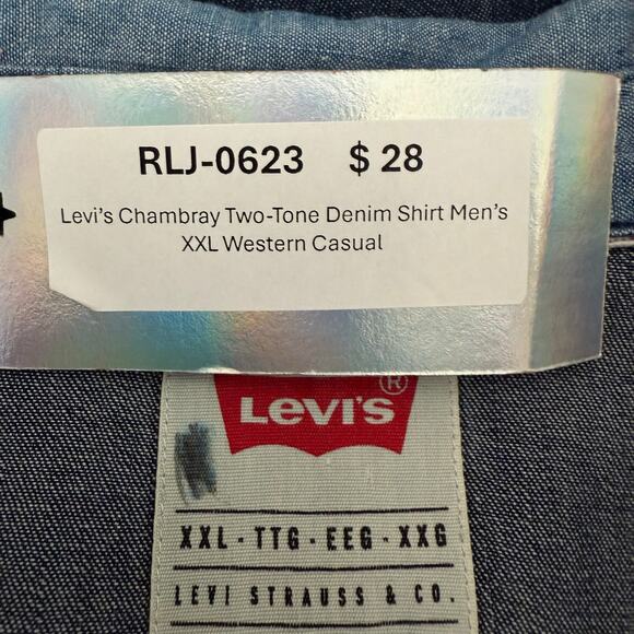 Levi’s Chambray Two-Tone Denim Shirt Men’s XXL Western Casual - Picture 8 of 8